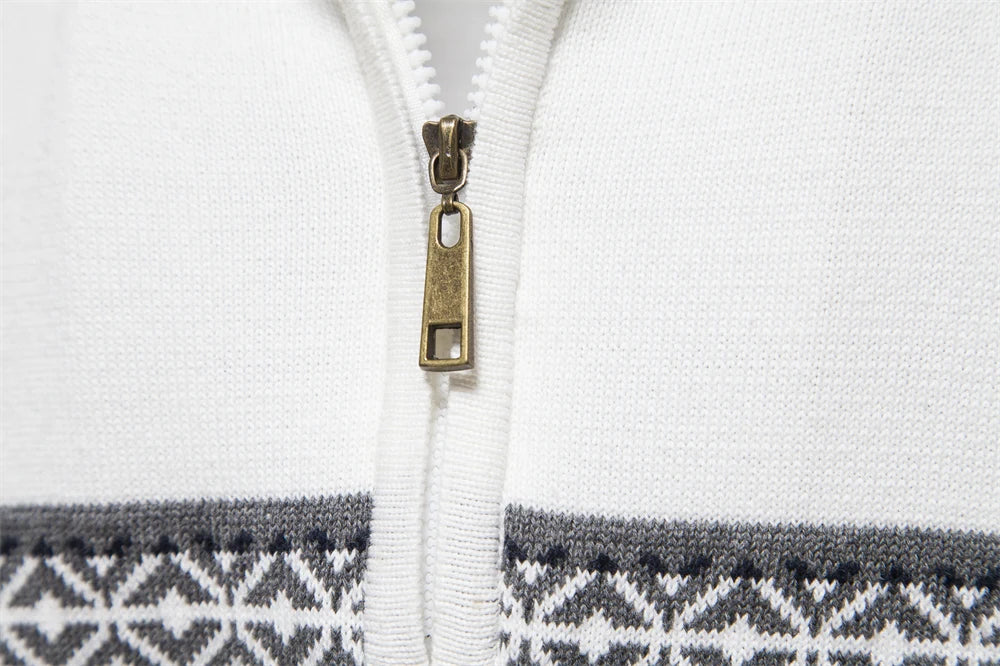 Maglione Con Cerniera Da Uomo In Cotone Alta Qualità Per Autunno Inverno Caldo Con Motivi Etnici