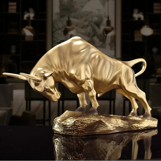Statua di Toro Portafortuna di Lusso, Scultura Moderna per il Segno Zodiacale Toro, Decorazione da Scrivania per Uomini, Esposizione per Casa e Ufficio, Regalo Artistico