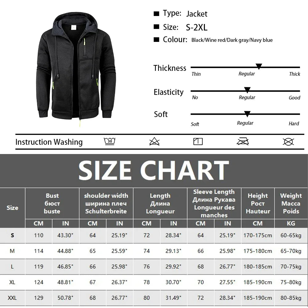 Felpe Con Cappuccio Da Uomo Autunnali Giacca Con Cerniera Maniche Lunghe Tinta Unita Sportivo Da Esterno Slim Fit