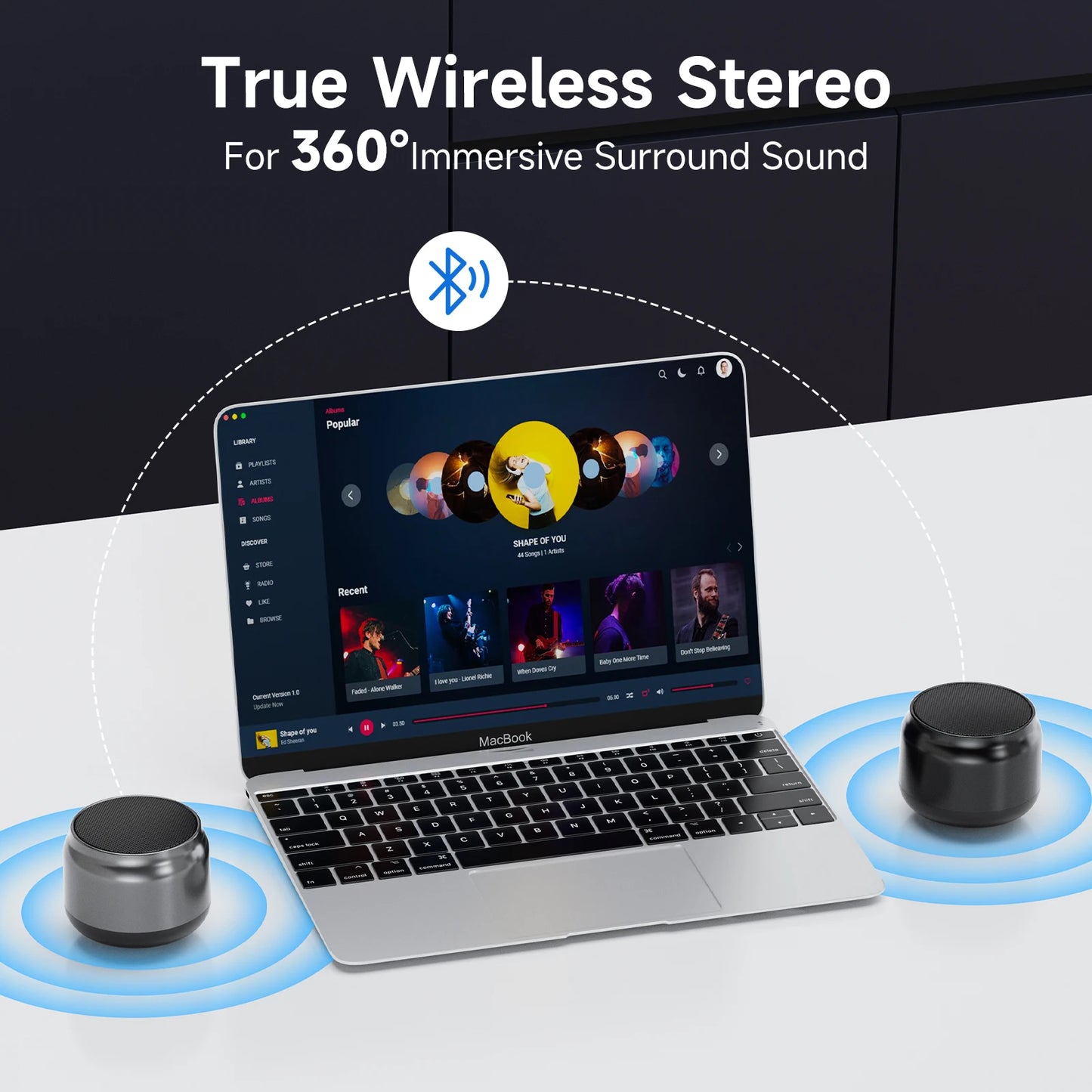 Mini Altoparlante Portatile Wireless Con Ricarica USB Stereo HD E Bassi Potenti Ideale Per Eventi All'Aperto