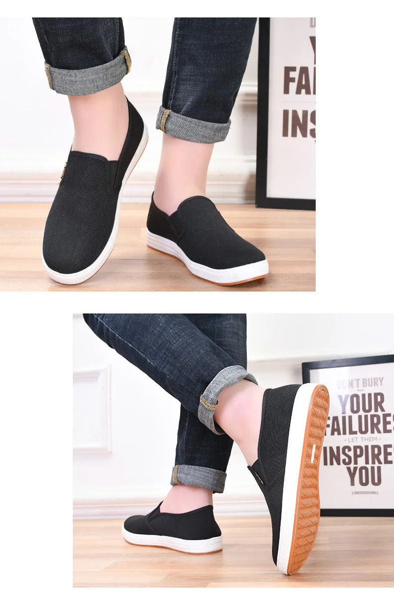Scarpe Da Ginnastica In Tela Da Uomo Basse Leggere Vulcanizzate Slip On Casual Spedizione Gratuita A Prezzi Accessibili