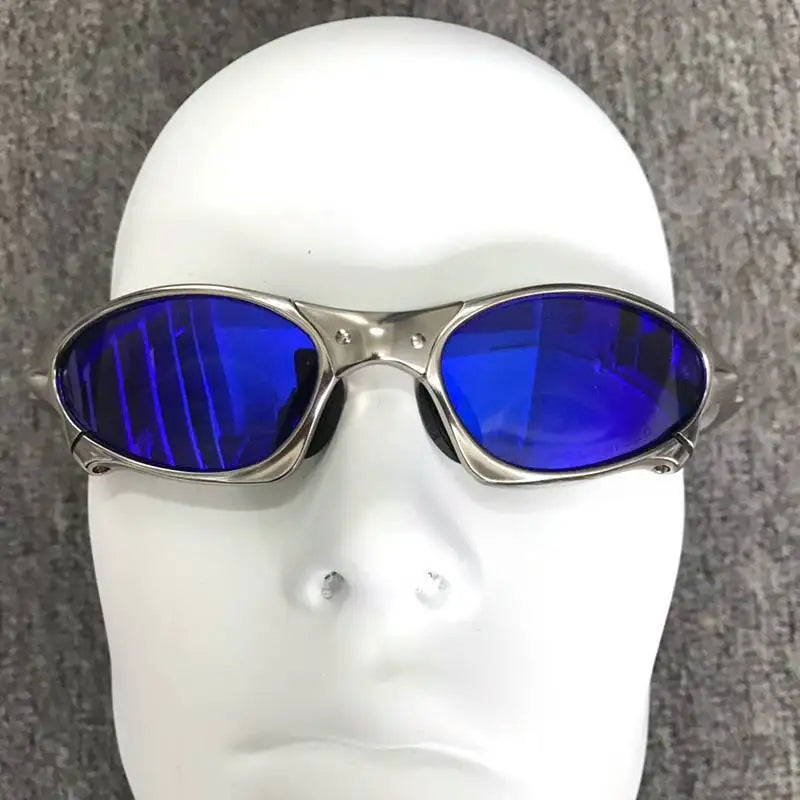 Occhiali Da Sole Polarizzati Unisex Per Ciclismo MTB Equitazione UV400 Lenti In Policarbonato Frame In Metallo Argento