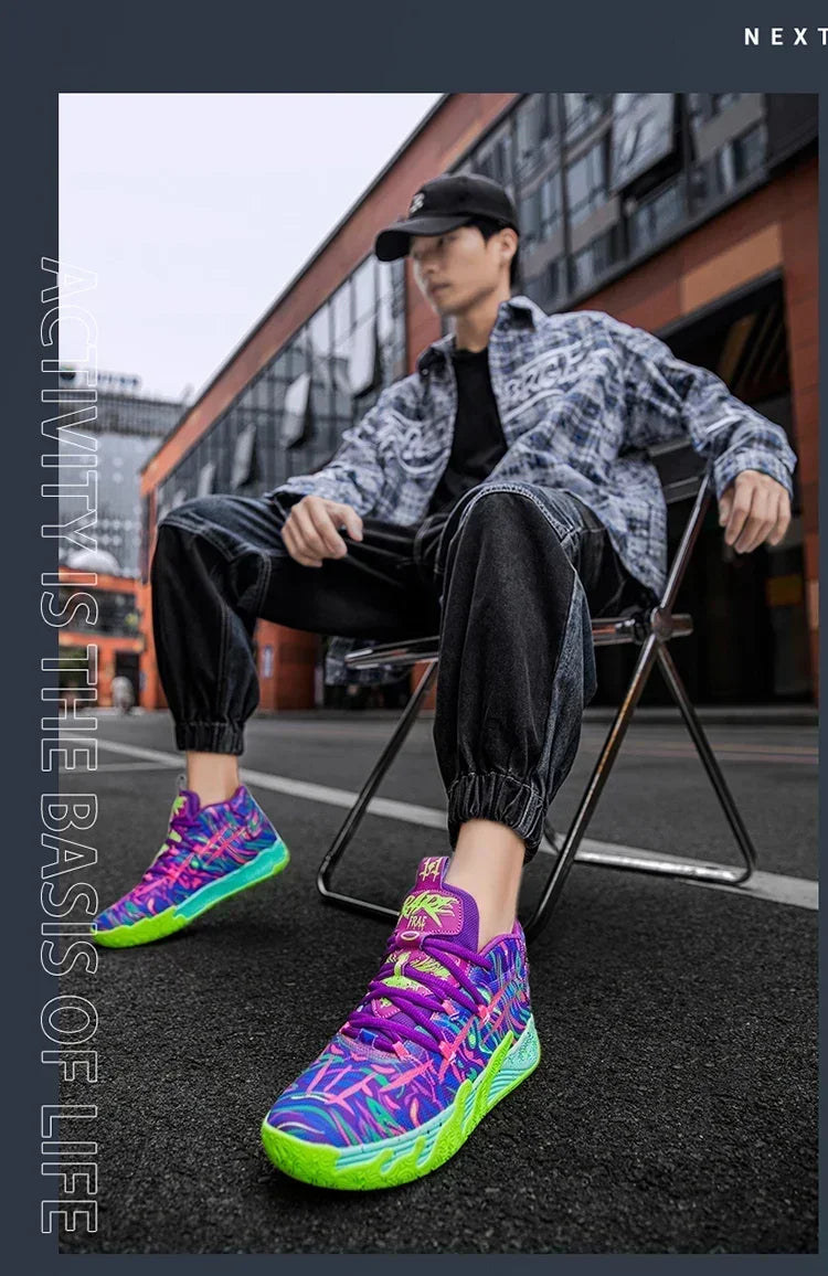 Scarpe Da Basket Da Uomo Allenamento Sul Campo Traspiranti In Mesh Antiscivolo Mid Cut Design Lussuoso