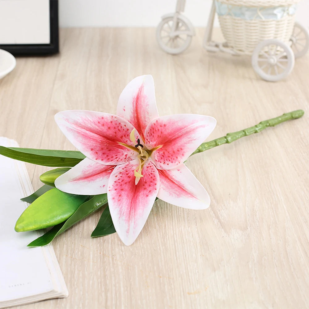 Fiori Artificiali Con Ramo Di Giglio Con Stampa 3D Dall Aspetto Reale Fiori Finti Bianchi Per Decorazione Giardino Nozze