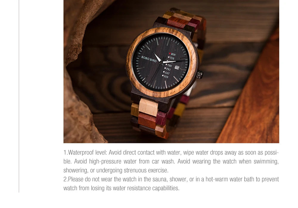 Orologio In Legno Unisex Quarzo Settimana Data Coppia Cinturino Colorato Logo Personalizzato Regalo Dropship