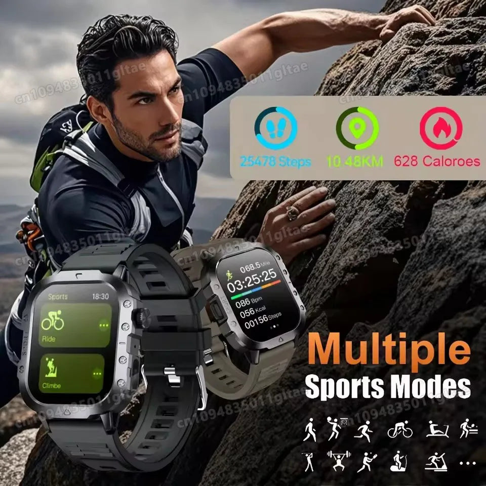 Smartwatch Militare Robusto 2026 Con GPS Chiamate Bluetooth Monitoraggio Salute Fitness Impermeabile 5ATM Per Uomo HW12