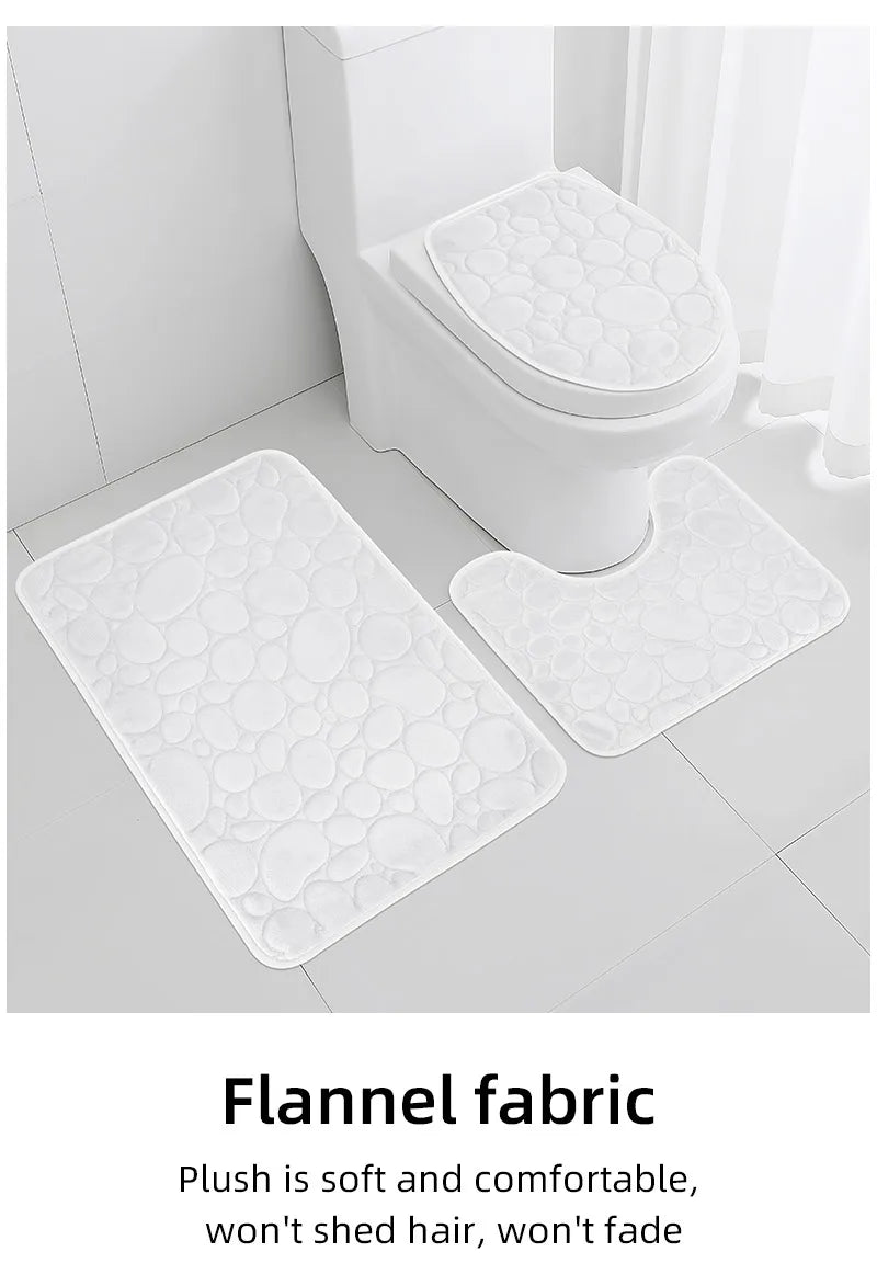 Set Da Tre Tappetini Da Bagno In Microfibra Antiscivolo Assorbenti In Tinta Unita Comodi E Morbidi