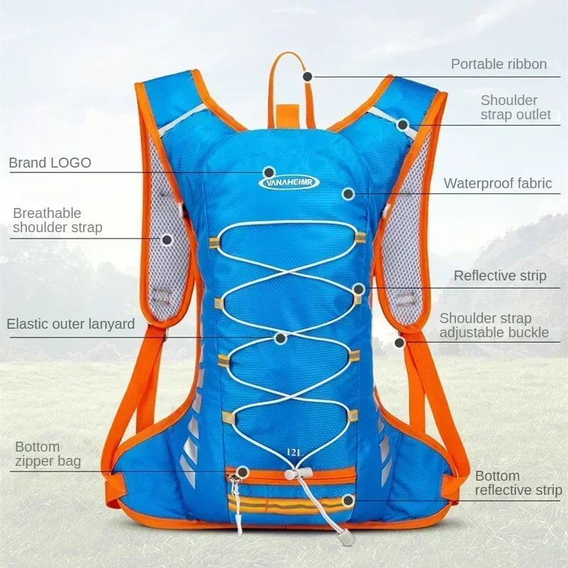 Zaino Da Ciclismo Impermeabile 12L Per Bici Da Strada MTB Idratazione Per Escursionismo All Aperto