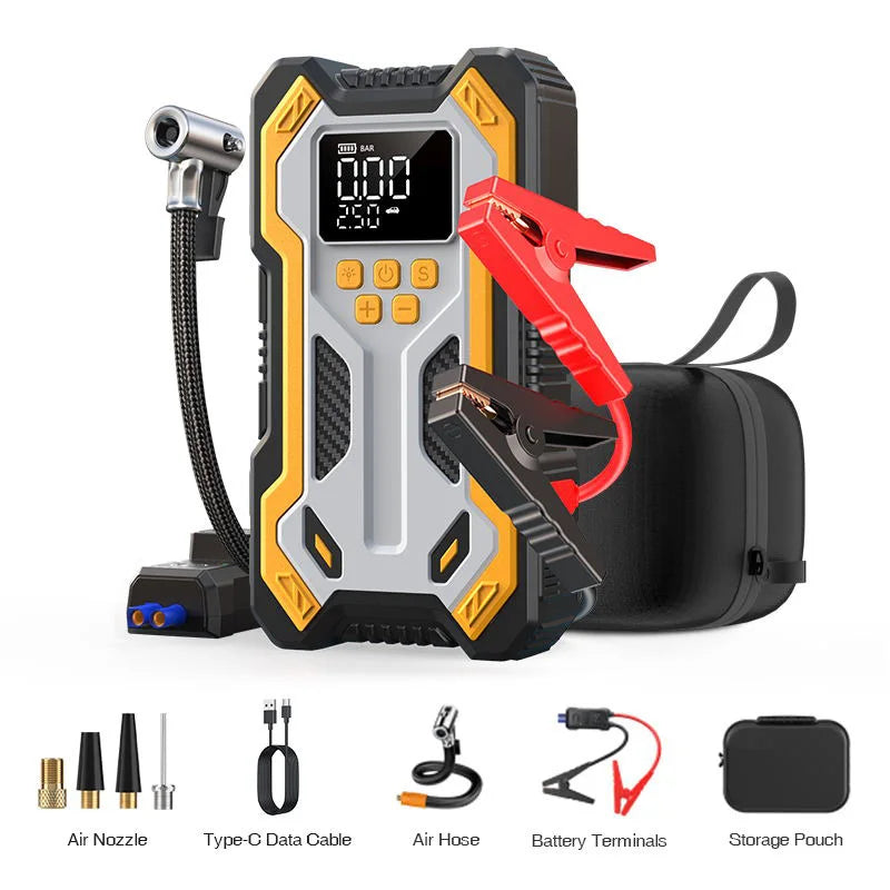 Avviatore Di Emergenza Con Compressore Aria Auto Portatile 7000A Booster 12V Gonfiaggio Pneumatici Automatico A 160 Psi