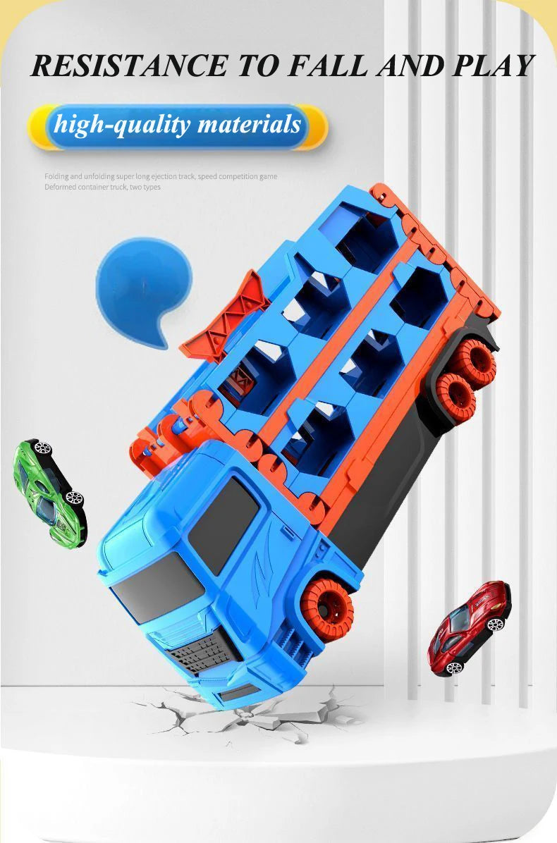 Grande Camion Trasportatore per Auto con Pista Pieghevole Veicolo da Corsa Giochi Competitivi per Bambini Regalo