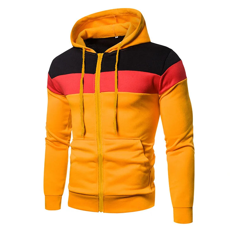 Felpa Con Cappuccio Patchwork Da Uomo Termica In Pile Abbigliamento Sportivo Casual Esterno Autunno Inverno Nero