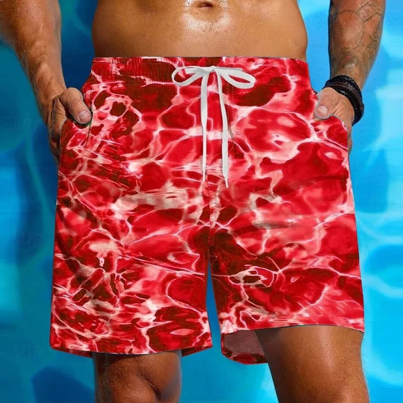Shorts Da Spiaggia 3D Con Onde D'acqua Stampate In 3D Motivo Colorato Divertente Surf Hawaii