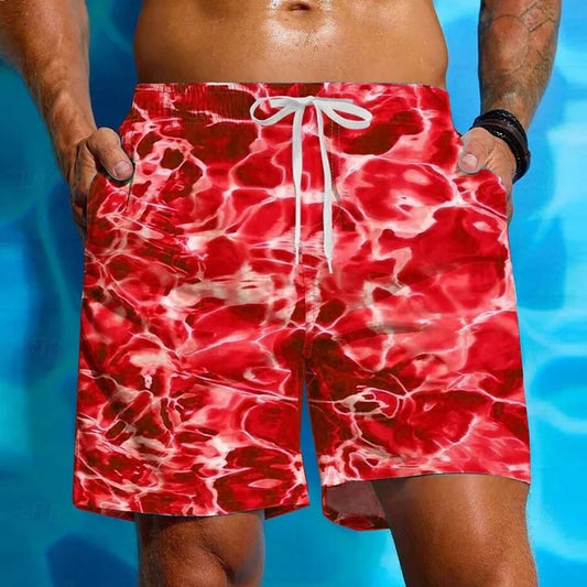 Shorts Da Spiaggia 3D Con Onde D'acqua Stampate In 3D Motivo Colorato Divertente Surf Hawaii