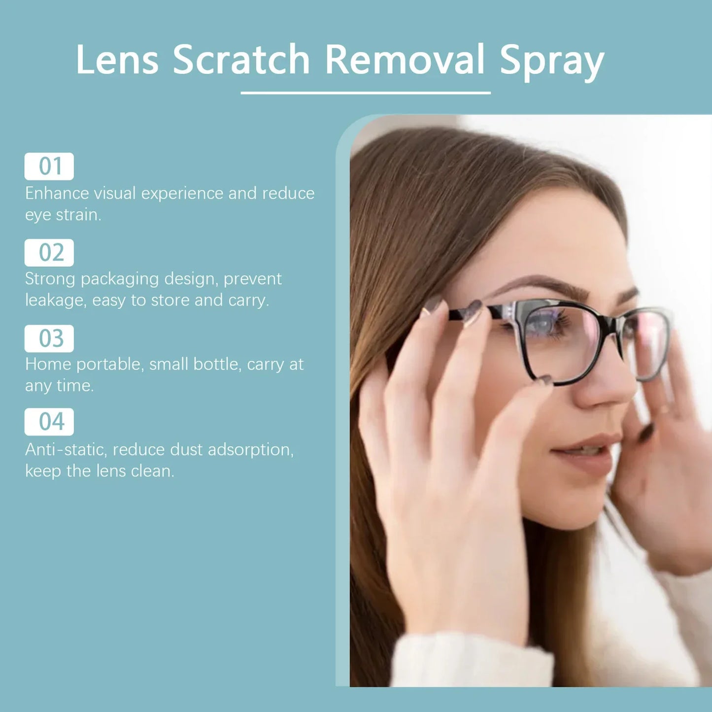 Spray Detergente Per Occhiali 2 In 1 Da 100 Ml Pulizia E Rimozione Graffi Per Studenti Lavoratori E Negozi Di Occhiali