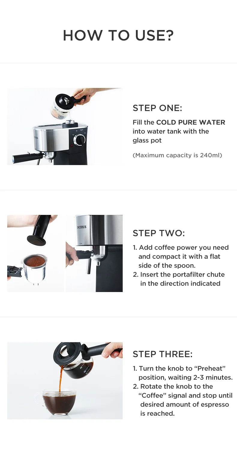 Macchina Da Caffè Petrus Espresso Con Sistema Latte Fantasia E Bolle Di Latte 220 V CE