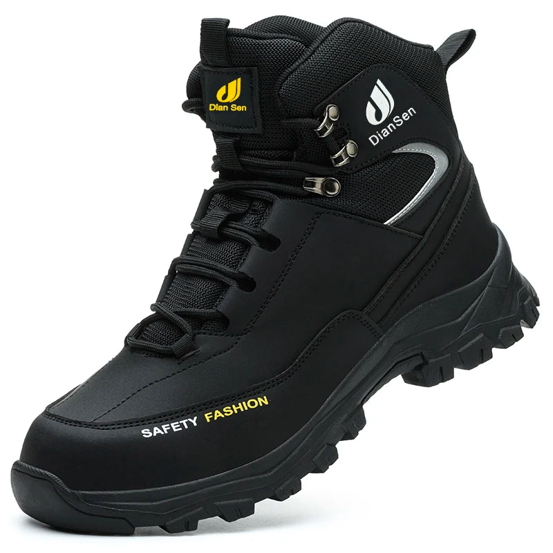 Scarpe Da Lavoro Antinfortunistiche Resistenti All Acqua Uomo Stivali In Pelle Con Testa In Acciaio Marrone
