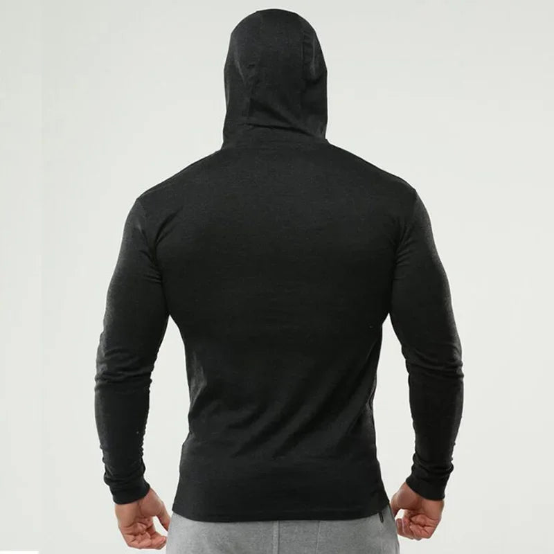 T-shirt da corsa da uomo Primavera Autunno Bodybuilding Felpe con cappuccio Cotone traspirante Allenamento fitness Abbigliamento con cappuccio Palestra Sport Muscolo