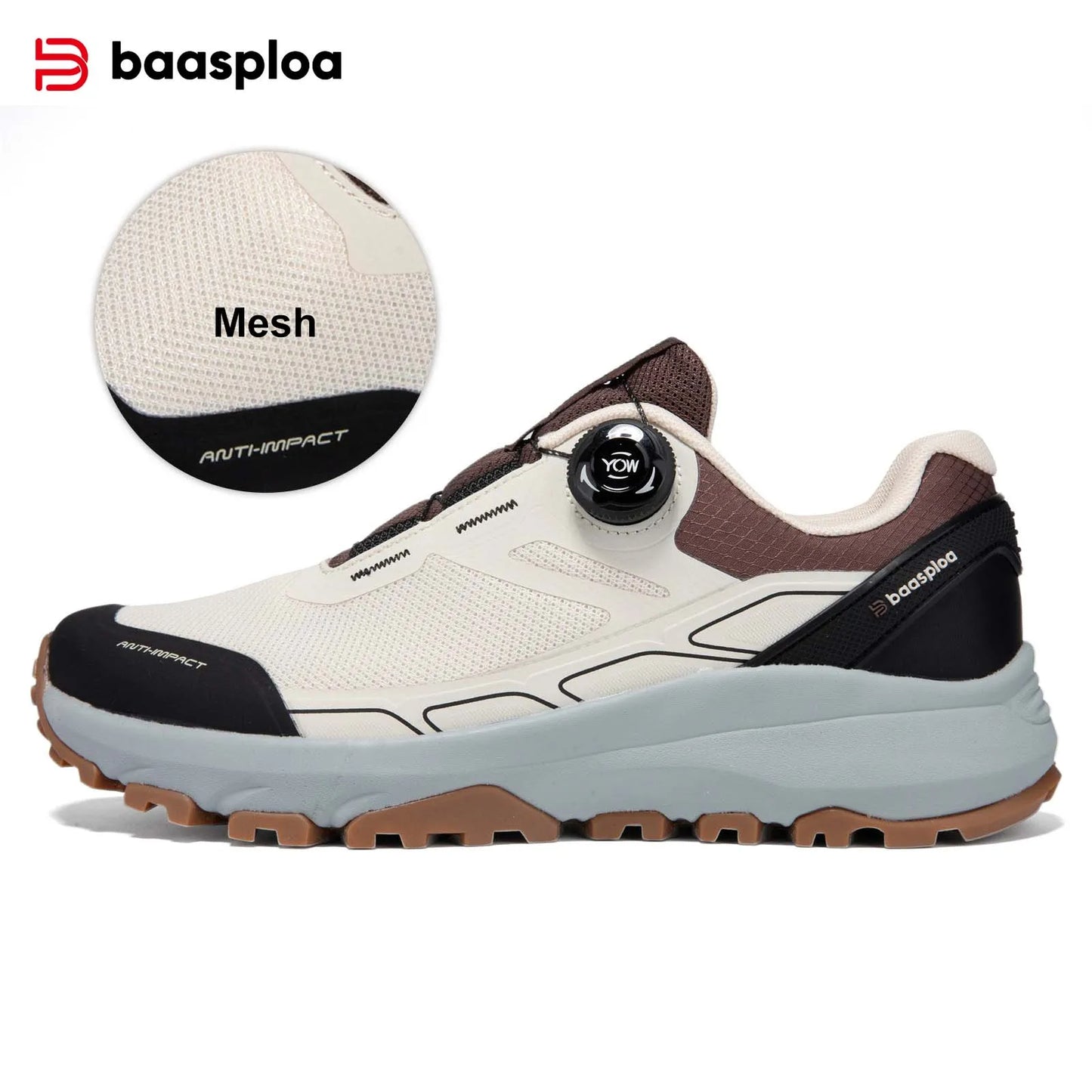 Baasploa Scarpe Da Trekking Uomo Traspiranti In Rete Antiscivolo Elevazione Comfort Outdoor
