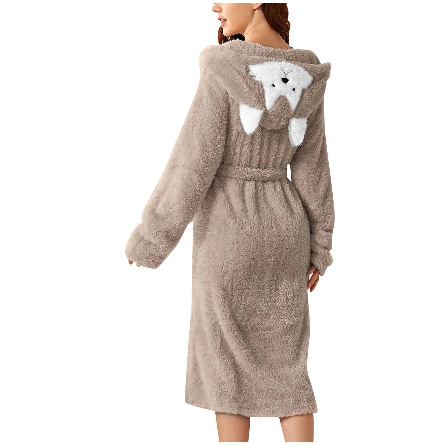 Accappatoio In Flanella Con Cappuccio Orecchie Di Coniglio Donne Inverno Caldo Maniche Lunghe Pigiama In Velluto