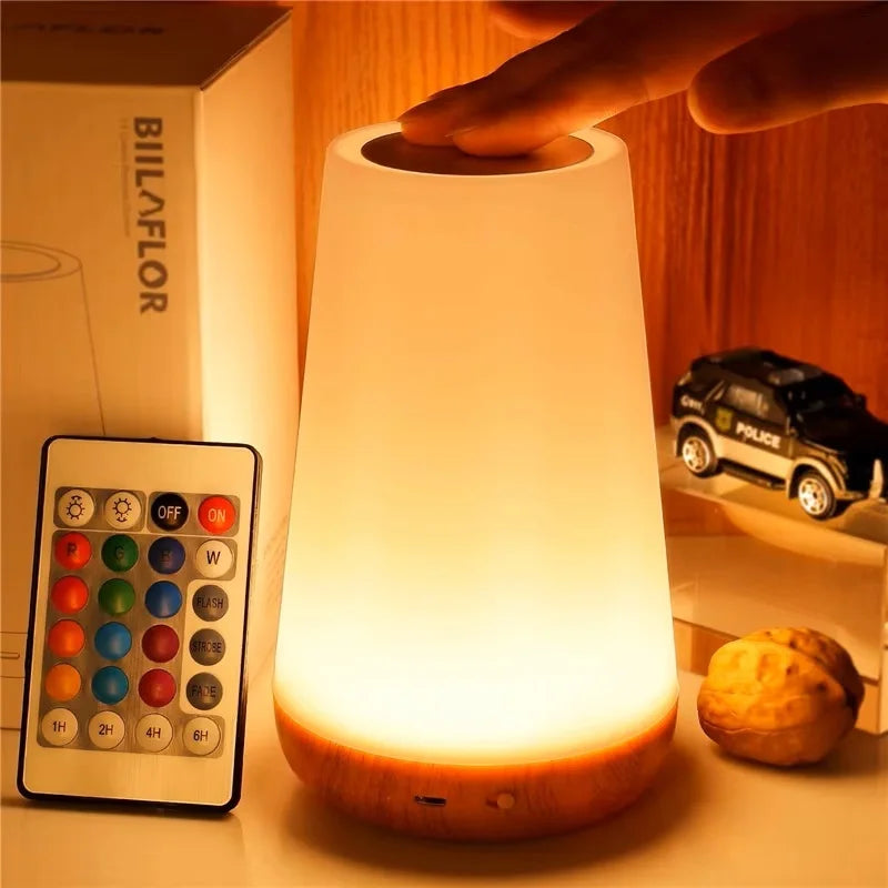 Lampada Notturna RGB Ricaricabile USB Con Telecomando E Touch Dimmerabile Per Comodino E Tavolo Portatile 13 Colori