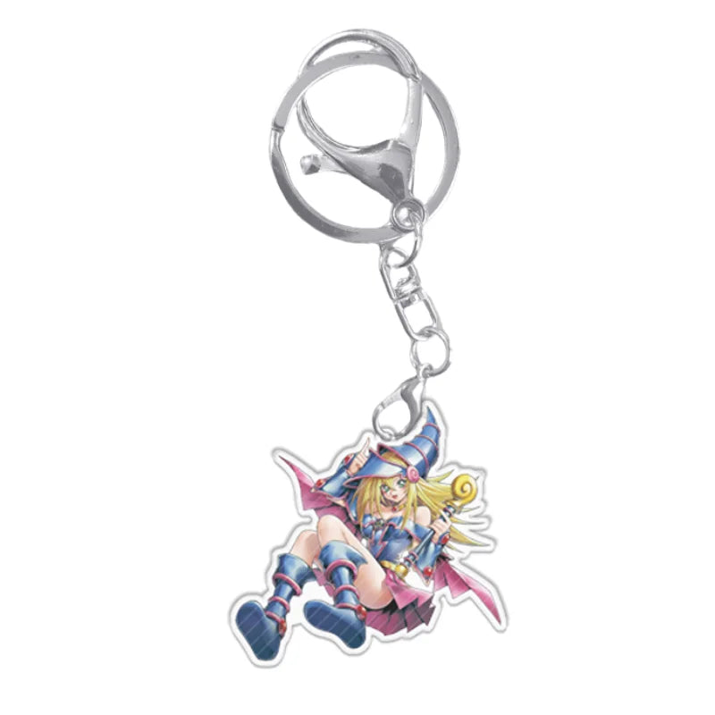 Portachiavi YuGiOh Mago Nero Ragazza Acrilico Ciondolo Zaino Decorazione Giocattolo Anime Regalo