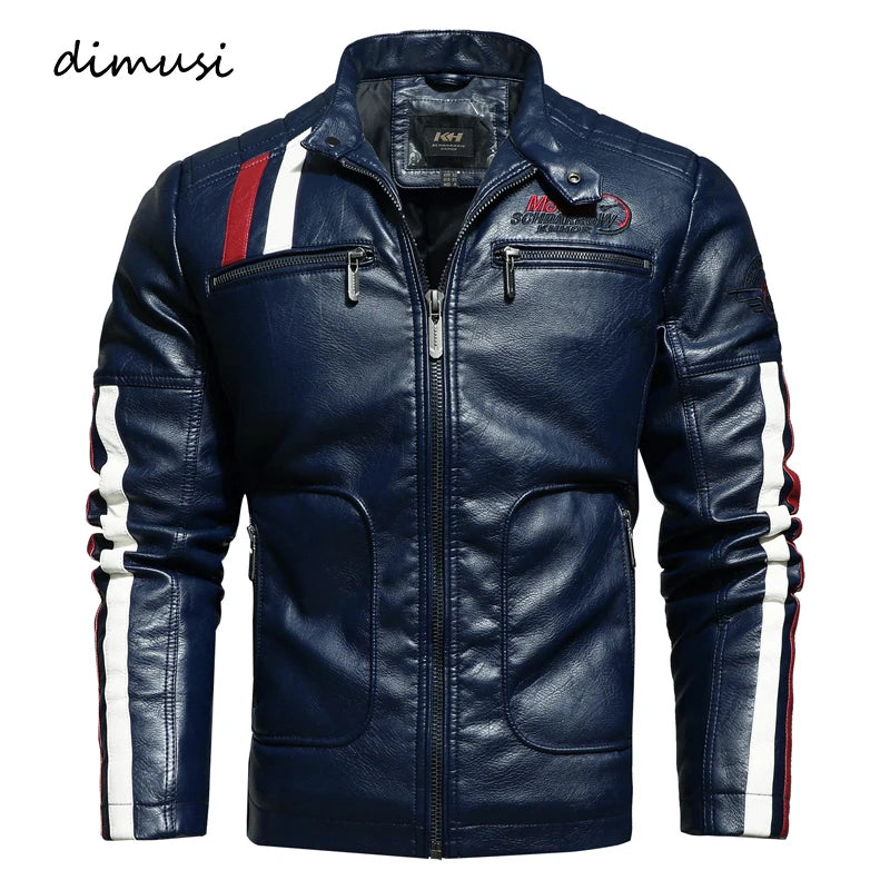 Dimusi Giacche Invernali Uomo In PU Stile Moto Vintage Cerniera Ecopelle Biker Con Cappuccio Nero Blu Rosso Vino