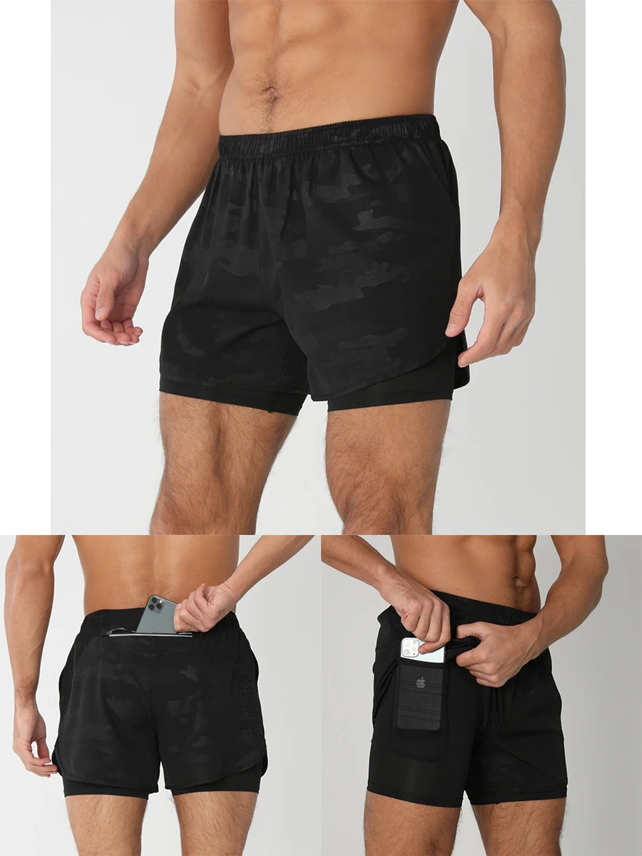 Pantaloncini Da Corsa Da Uomo 2 In 1 Palestra Asciugatura Rapida Pantaloni Corti Sportivi Estivi