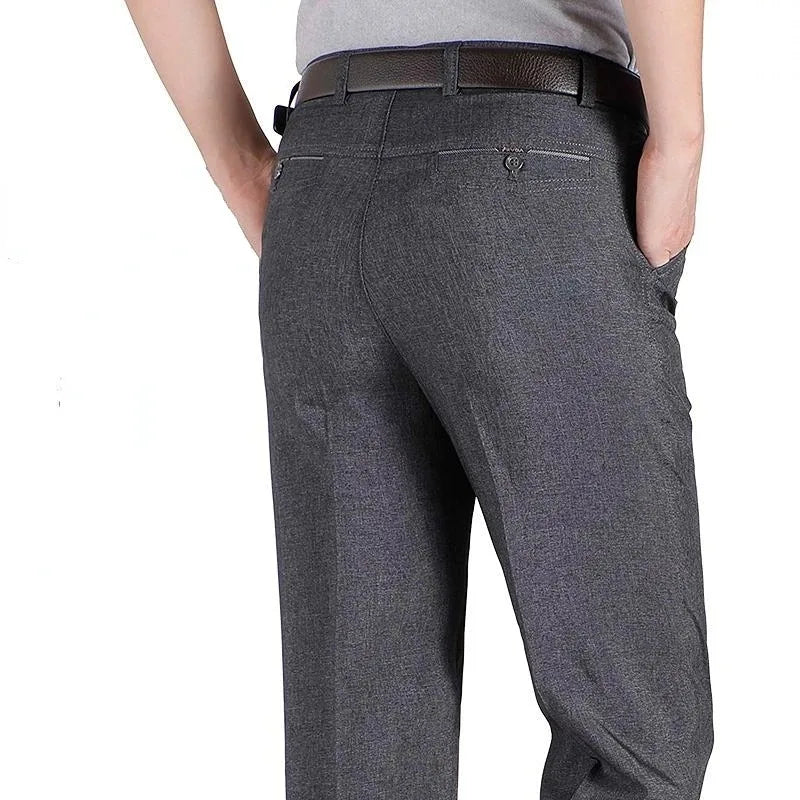 Pantaloni Da Uomo Vita Alta Dritti Per Business Casual Estivi Autunnali Spessi Taglie Forti 28 40