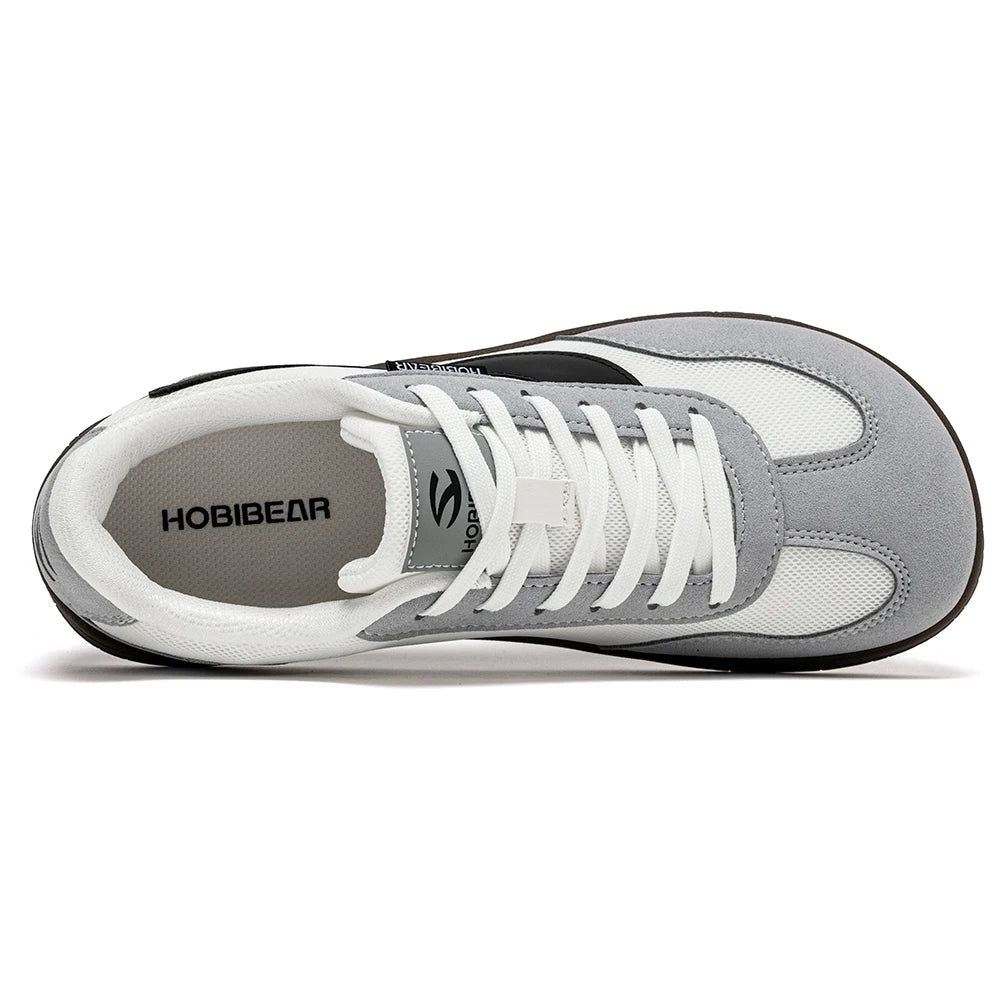 Hobibear Scarpe Larghe a Piedi Nudi Minimaliste Uomo Donna Zero Drop Sneakers Passeggio Retrò Rete Pelle Artificiale