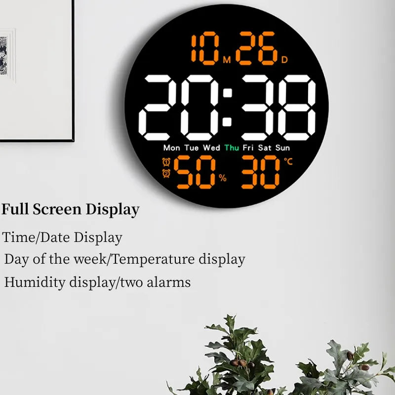 Orologio Da Parete Digitale DieciPollici Con Telecomando Temperatura Umidità Data Conto Alla Rovescia Sveglie Led Dimmer