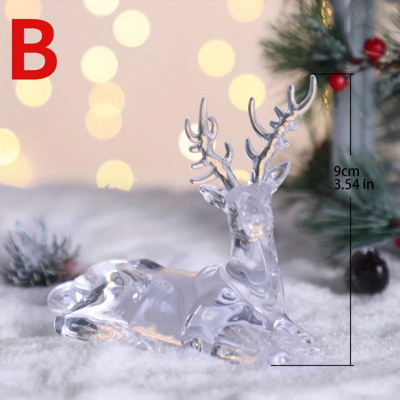Figurina di Cervo in Plastica Trasparente Renna Ornamentale per Tavolo Decorazione Natalizia Scrivania Esposizione