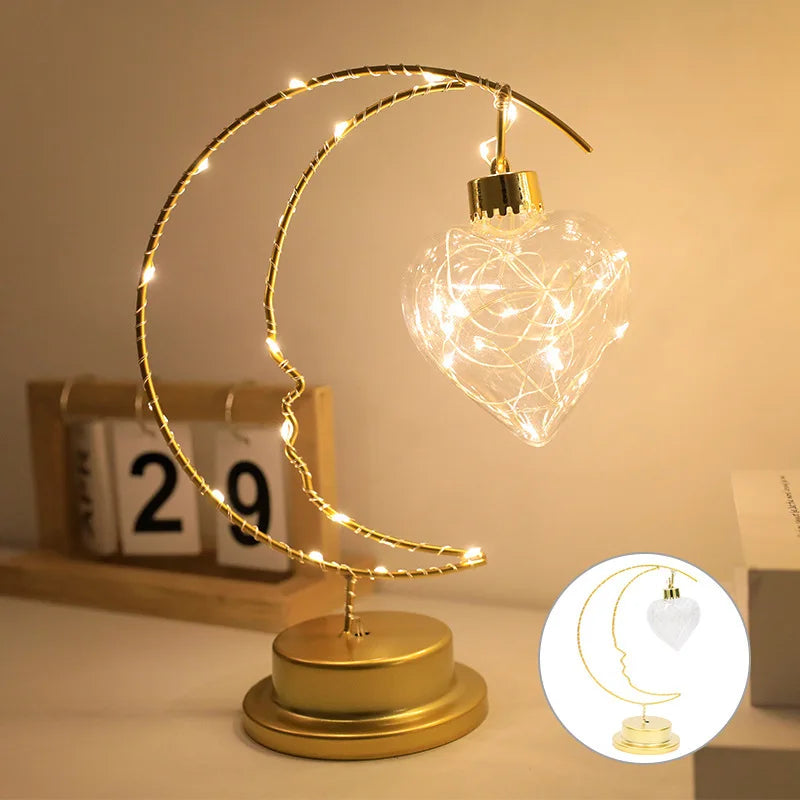 Luce LED a Forma di Luna Stella Lampada Da Notte Ferro Decorazione Interni Per Camerette Regalo Ideale