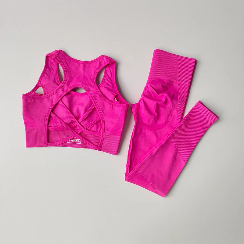 Reggiseno Sportivo Donna 2 Pezzi Set Canotta Fitness Reggiseno Antiurto Leggings Corsa Tuta Yoga Bellissimo Posteriore