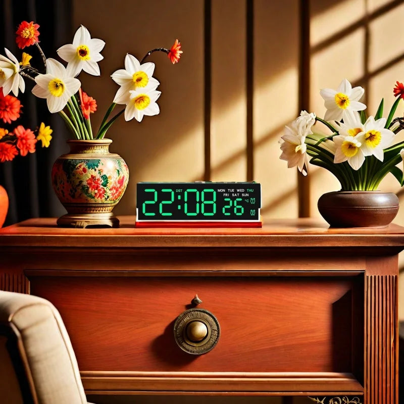 Sveglia Digitale USB Con Luce D'Ambiente Bianca Orologio Da Tavolo LED 12/24 Ore, 3 Livelli Di Luminosità, DST