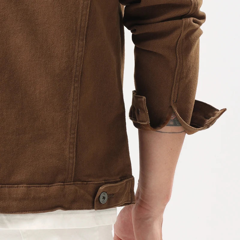 Giacca Jeans Caramello da Uomo 2025 Primavera Autunno Nuovo Stile Slim Elasticizzata Classica Moda
