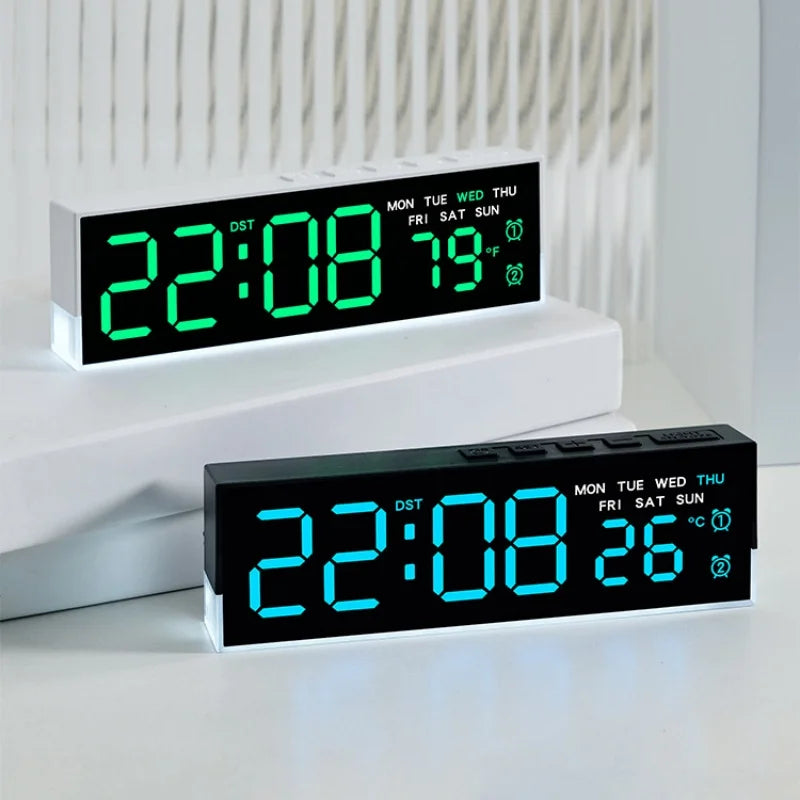 Sveglia Digitale USB Con Luce D'Ambiente Bianca Orologio Da Tavolo LED 12/24 Ore, 3 Livelli Di Luminosità, DST