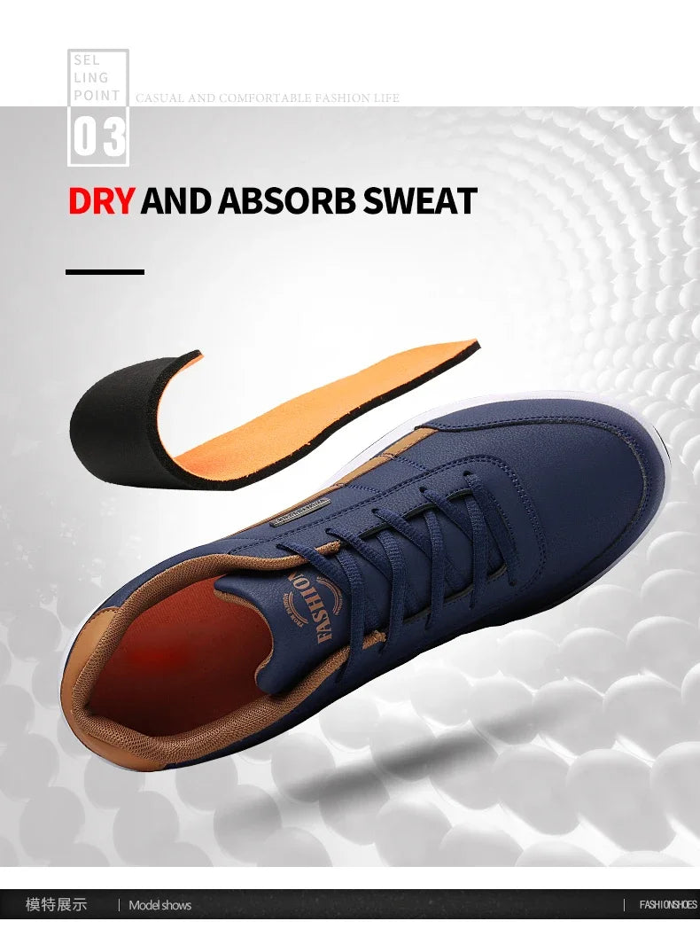 MAEDEF Scarpe Da Uomo Sneaker In Pelle Impermeabile Casual Calzature Stringate Vulcanizzate Comfort