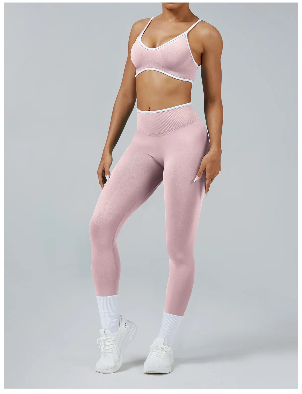 Set Fitness Da Donna 2 Pezzi Leggings Vita Alta Senza Cuciture E Reggiseno Sportivo Per Yoga Palestra Cardio Estivo