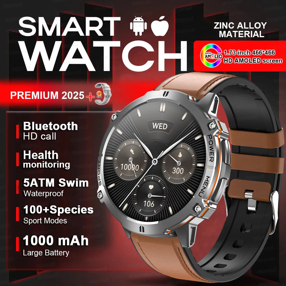 Smartwatch Da Uomo Militare T Rex 3 2025 HD AMOLED Chiamata Bluetooth Impermeabile 10 ATM 1000mAh Fitness All Aperto