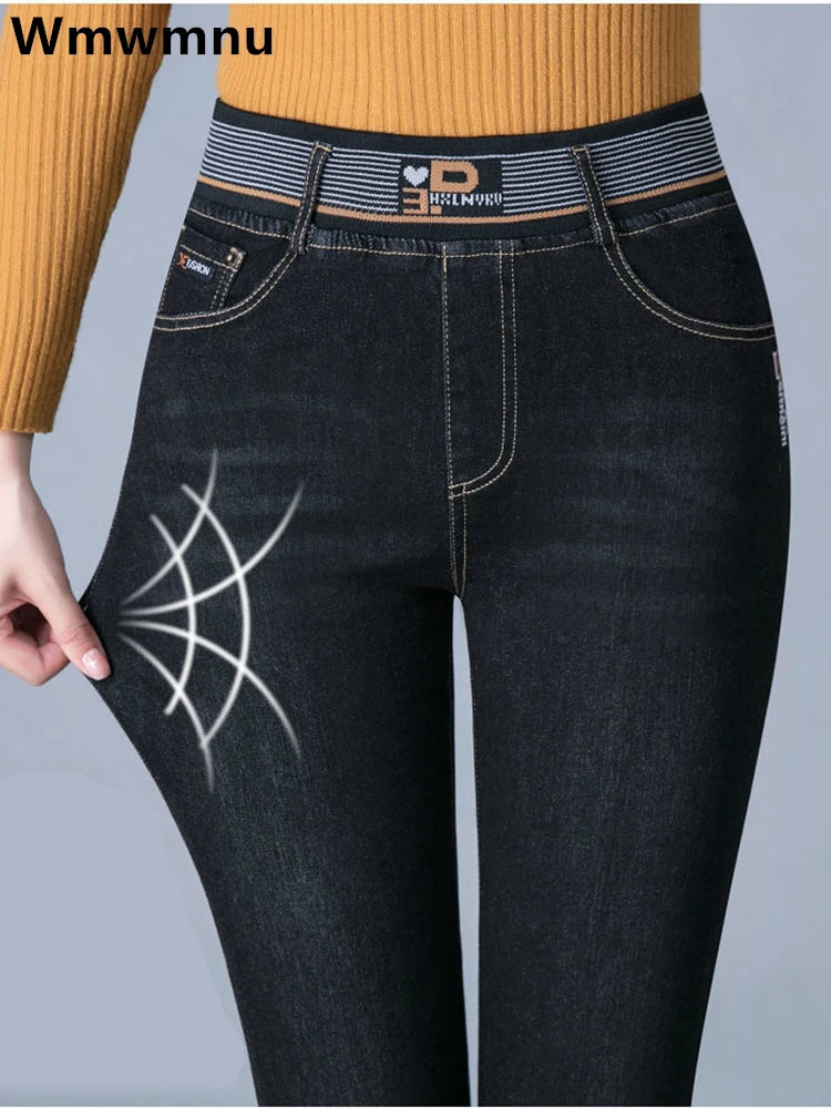 Jeans Da Donna Vita Alta Elastico Skinny Denim Retro Stretch Taglia 36 In Stile Coreano Elegante