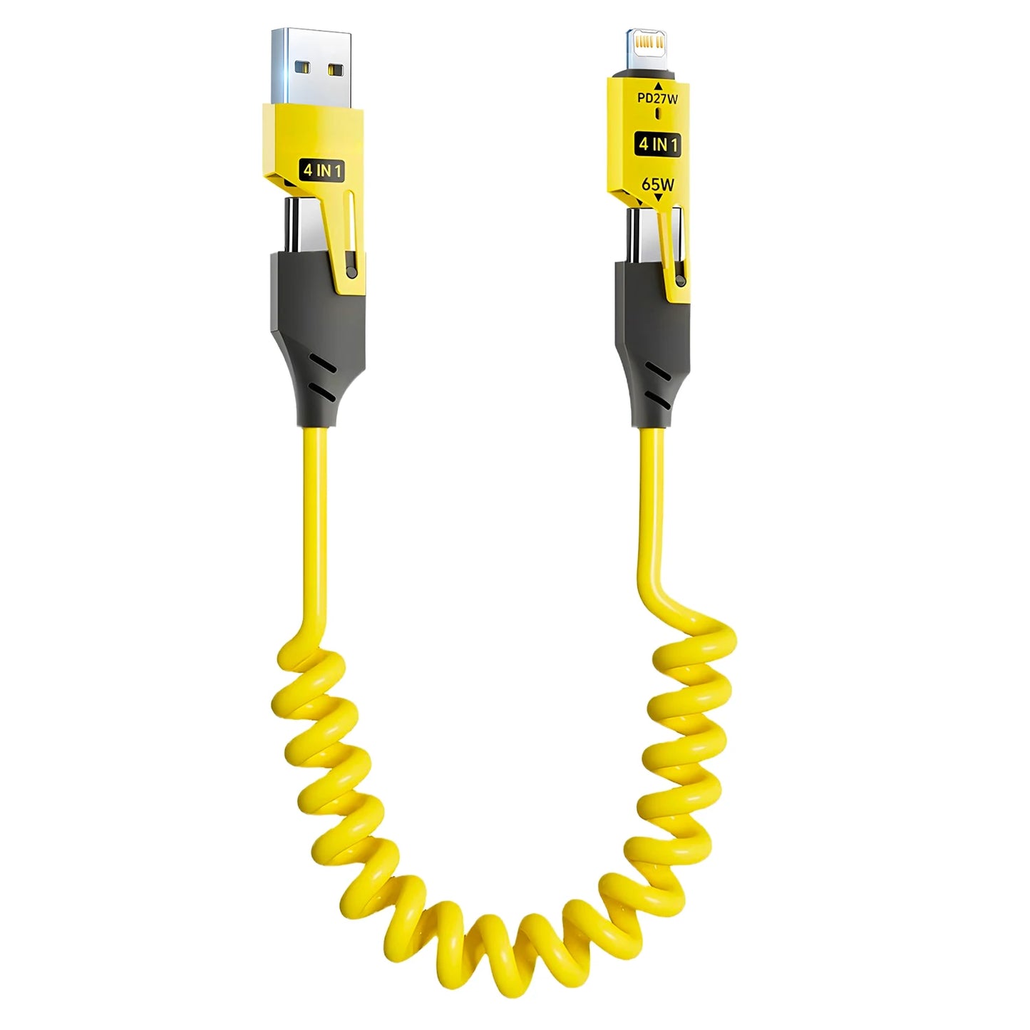 Cavo USB A Molla 4 In 1 Per Caricabatterie Rapido Da 65 W Tipo C 6A Per iPhone iPad MacBook Huawei