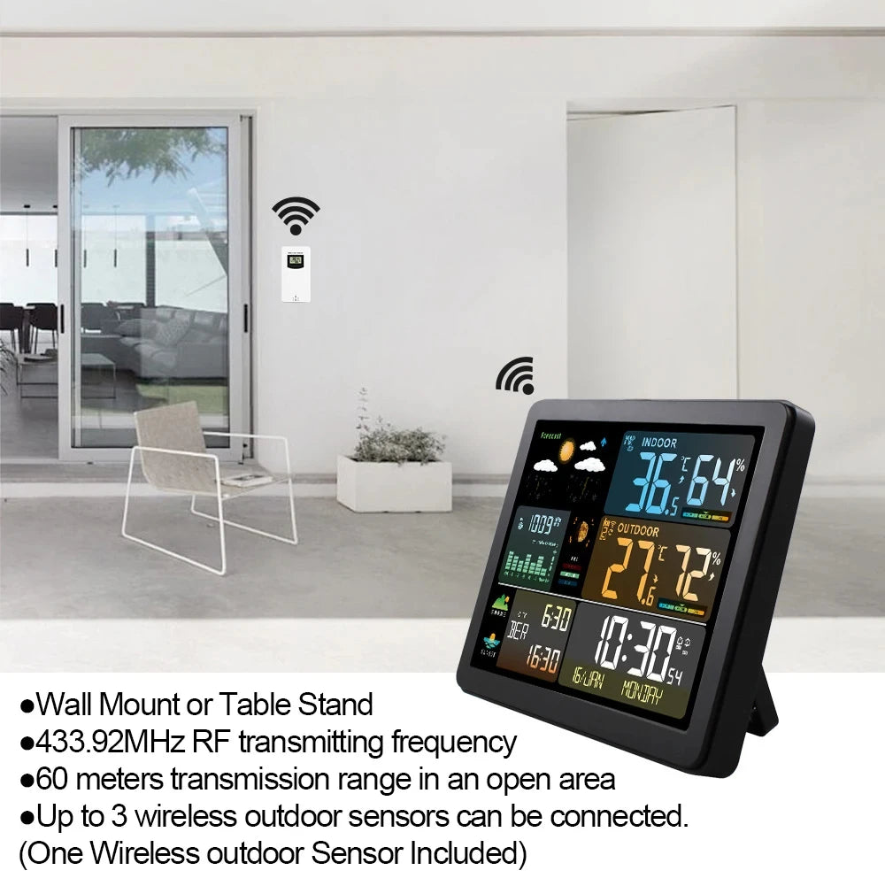 Orologio Stazione Meteorologica Digitale Misuratore Di Temperatura Umidità Interni Previsioni Meteo Wireless Telehill