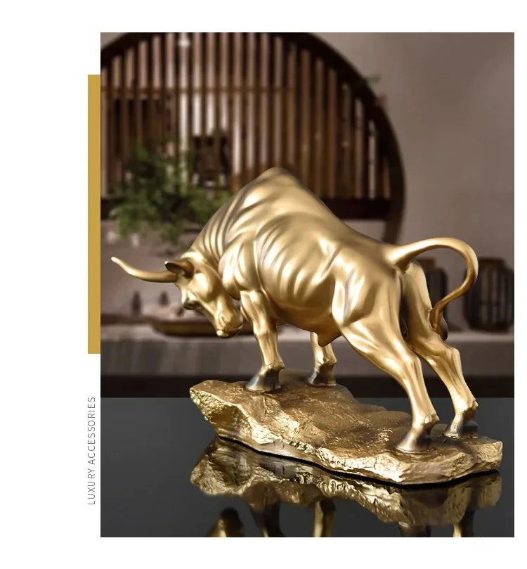 Statua di Toro Portafortuna di Lusso, Scultura Moderna per il Segno Zodiacale Toro, Decorazione da Scrivania per Uomini, Esposizione per Casa e Ufficio, Regalo Artistico