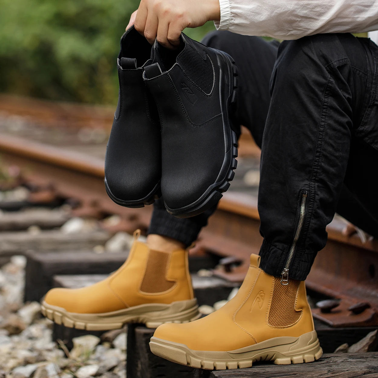 Scarpe Da Lavoro Antinfortunistiche Resistenti All Acqua Uomo Stivali In Pelle Con Testa In Acciaio Marrone