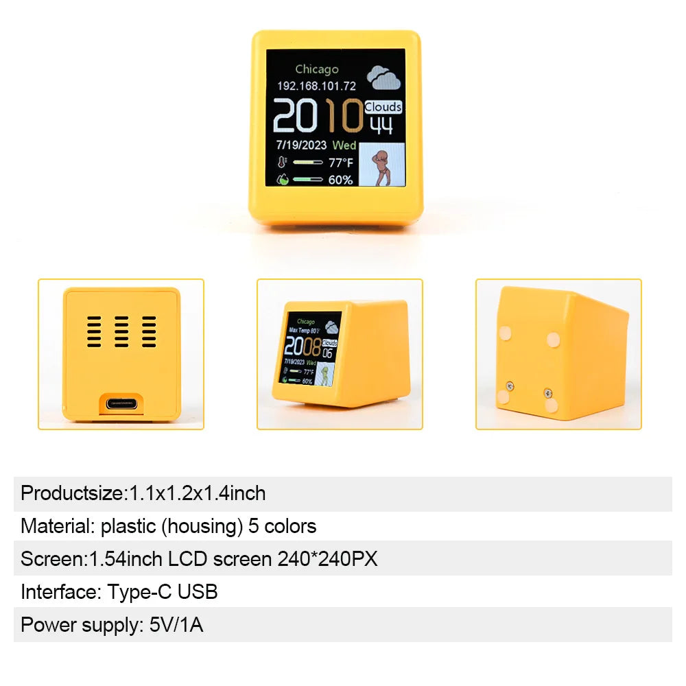 Stazione Meteorologica Portatile Con WiFi Display Meteo Temperatura Umidità Orario Sveglia Decorazione Desktop