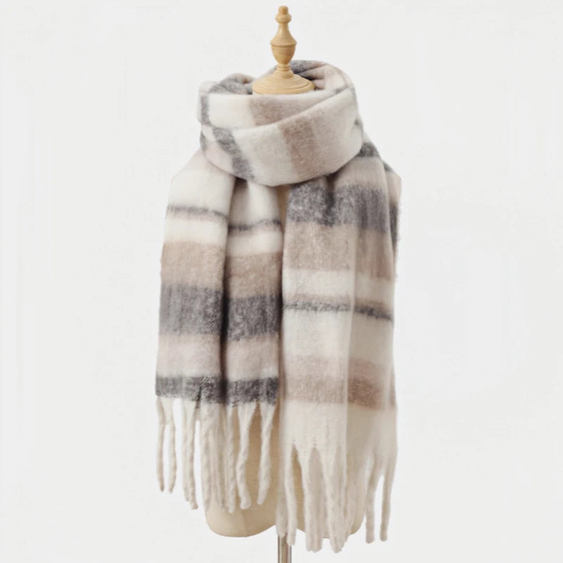 Sciarpa Invernale Da Donna Cashmere Caldo Plaid Pashmina Scialle Morbido Spesso Coperta Avvolgente Poncho Lungo