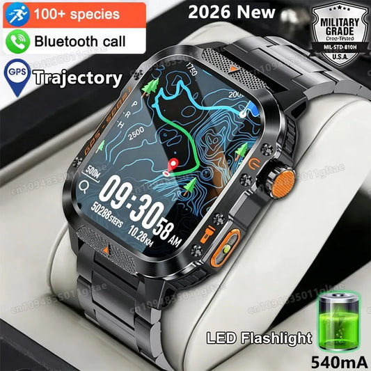 Smartwatch Militare Robusto 2026 Con GPS Chiamate Bluetooth Monitoraggio Salute Fitness Impermeabile 5ATM Per Uomo HW12