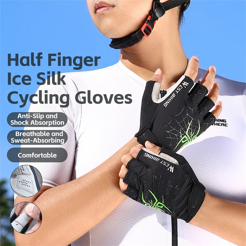 West Biking Guanti da Ciclismo Mezze Dita Con Motivo Ragni Cool Spider Estivo MTB Guanti da Strada Touch Screen