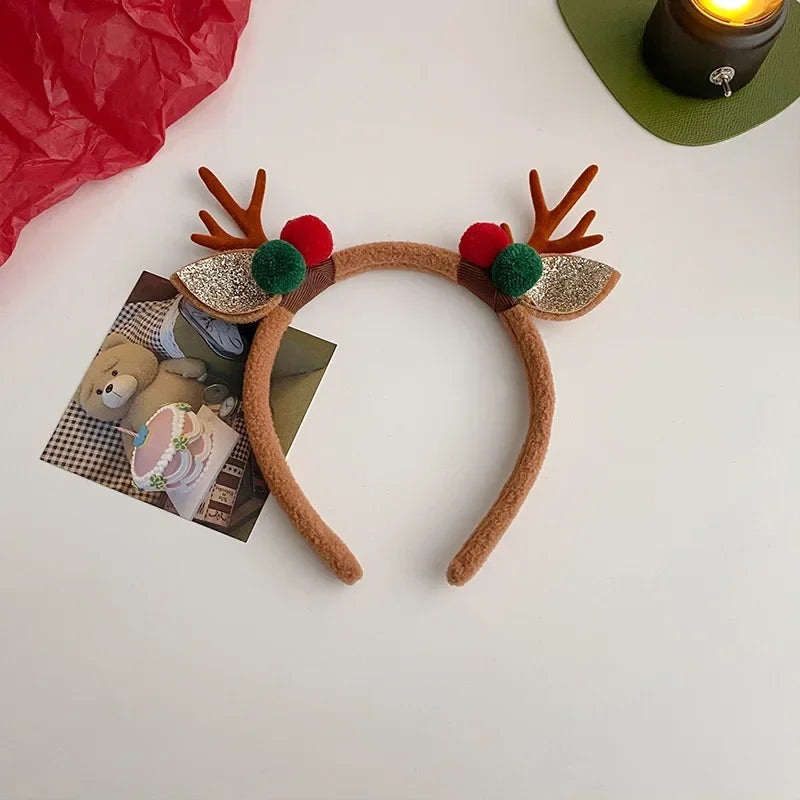 Fascia Natalizia Corna Di Renna Con Fiore Copricapo Per Capelli Per Bambini Adulti Natale Halloween Cosplay