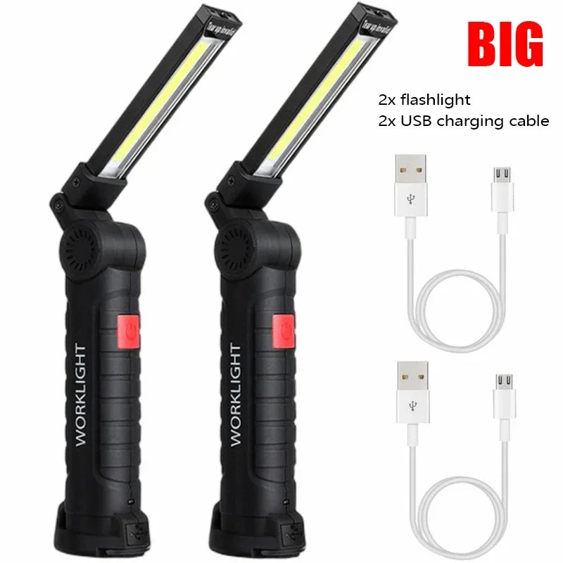 Torcia Portatile A LED COB Ricaricabile USB Lanterna Magnetica Con Batteria Incorporata Per Campeggio E Lavoro